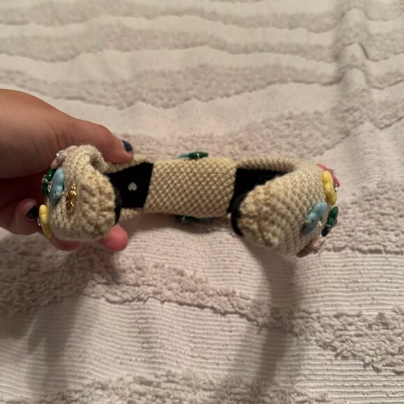 Lele Sadoughi Daphne Floral Charm Knotted Headband in Rainbow & Tan Raffia - Picture 5 of 7